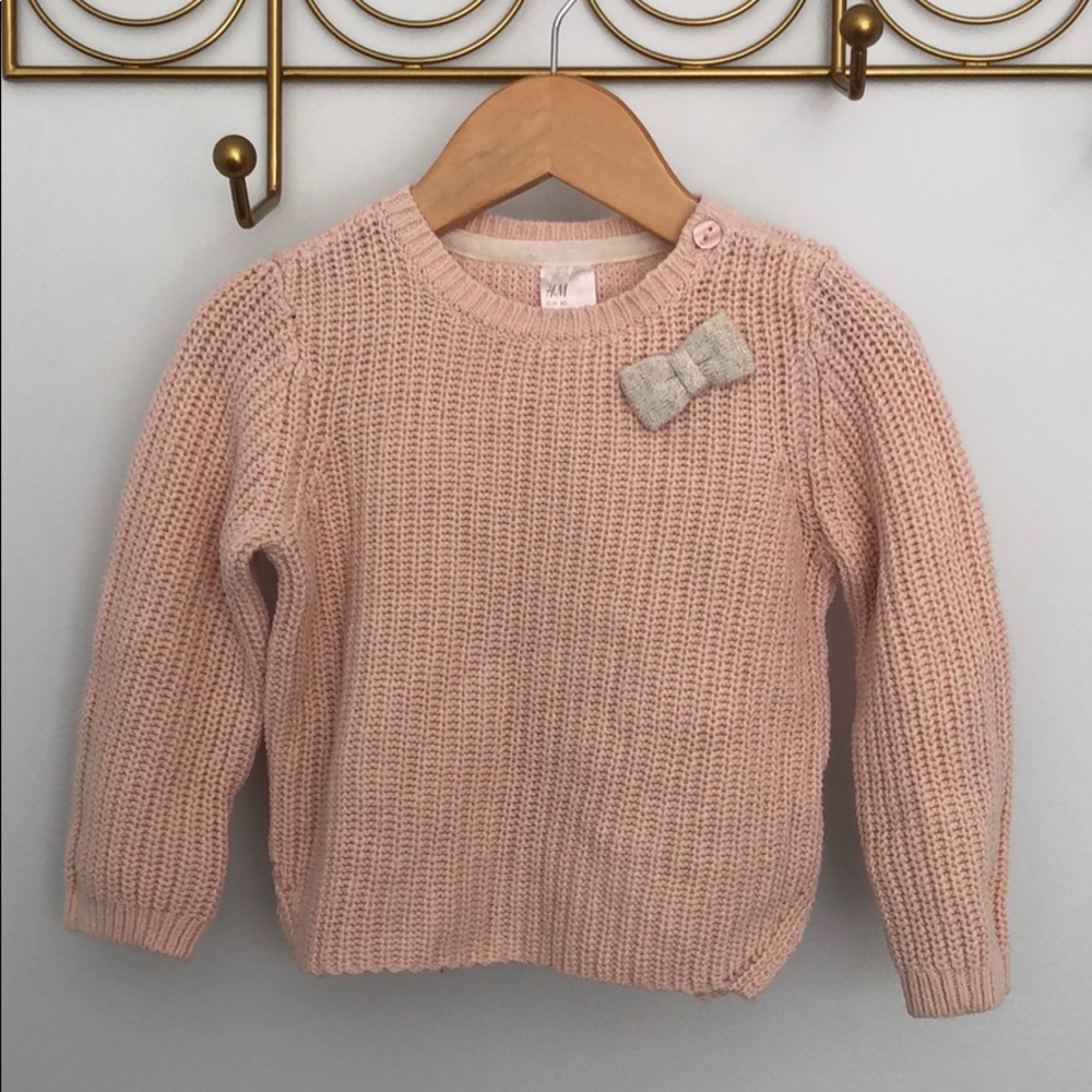 H&M 9-12 mo soft pink bow sweater